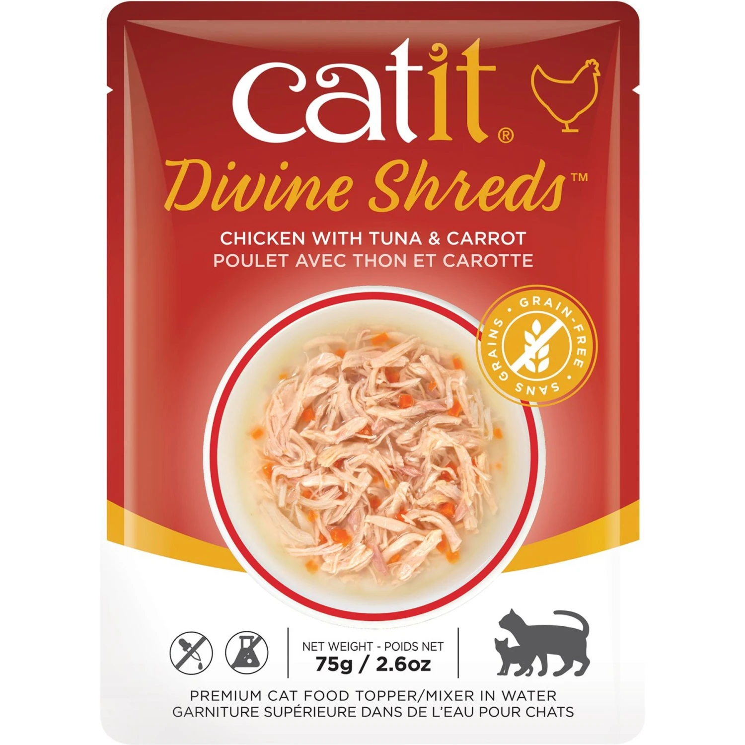 Catit Divine Shreds Chicken With Tuna & Carrot Cat Topping, 2.65-oz Bag 3 Catit Divine Shreds Chicken With Tuna & Carrot Cat Topping, 2.65-oz Bag