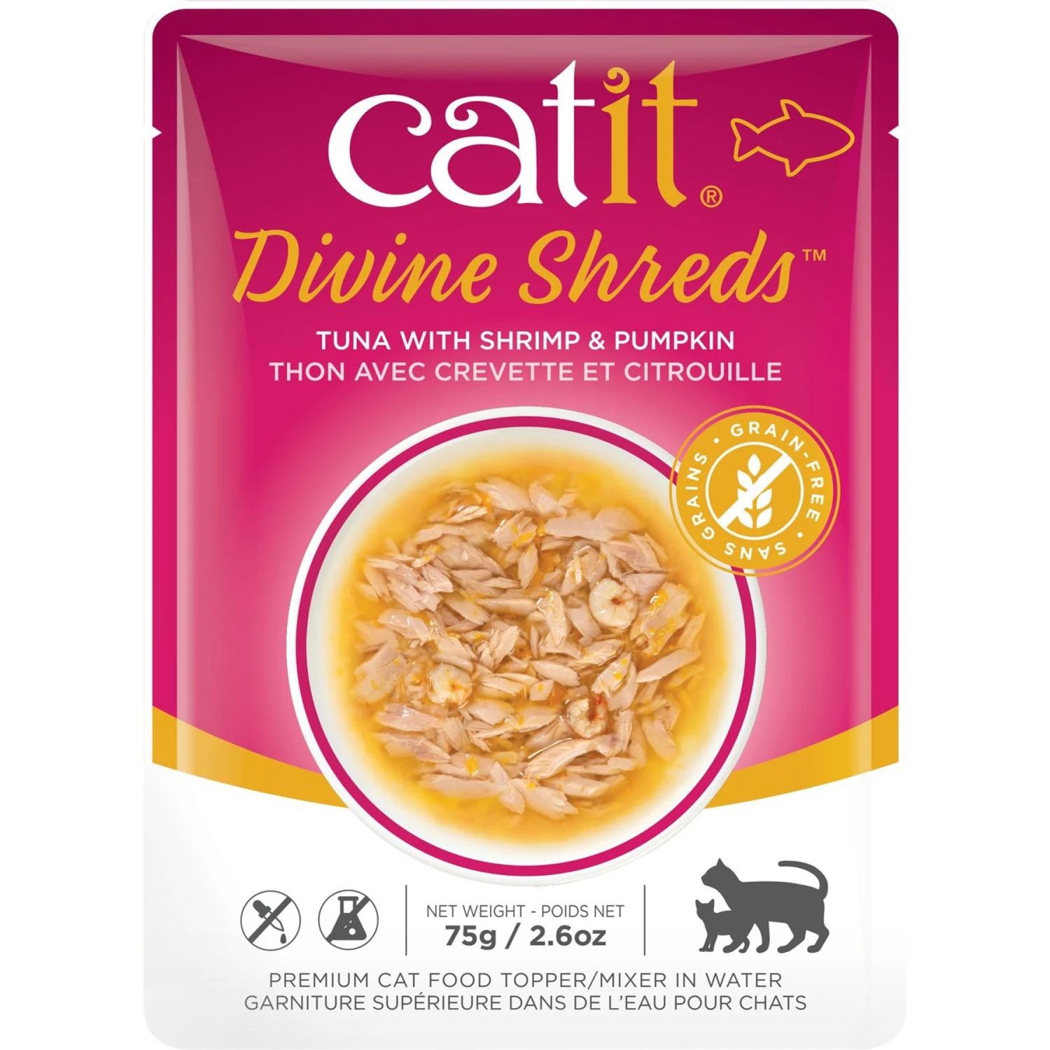 Catit Divine Shreds Tuna With Shrimp & Pumpkin Cat Topping, 2.65-oz Bag 3 Catit Divine Shreds Tuna With Shrimp & Pumpkin Cat Topping, 2.65-oz Bag