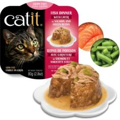 Catit Dinner Ocean Fish With Salmon & Green Beans Cat Wet Food, 2.8-oz Can -PurePet Bites Shop 781870 PT1. AC SS1800 V1677076942