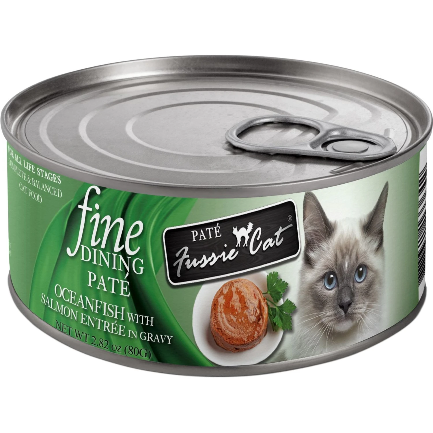 Fussie Cat Fine Dining Pate Oceanfish With Salmon Entrée Wet Cat Food, 2.82-oz Can, Case Of 24 3 Fussie Cat Fine Dining Pate Oceanfish With Salmon Entrée Wet Cat Food, 2.82-oz Can, Case Of 24