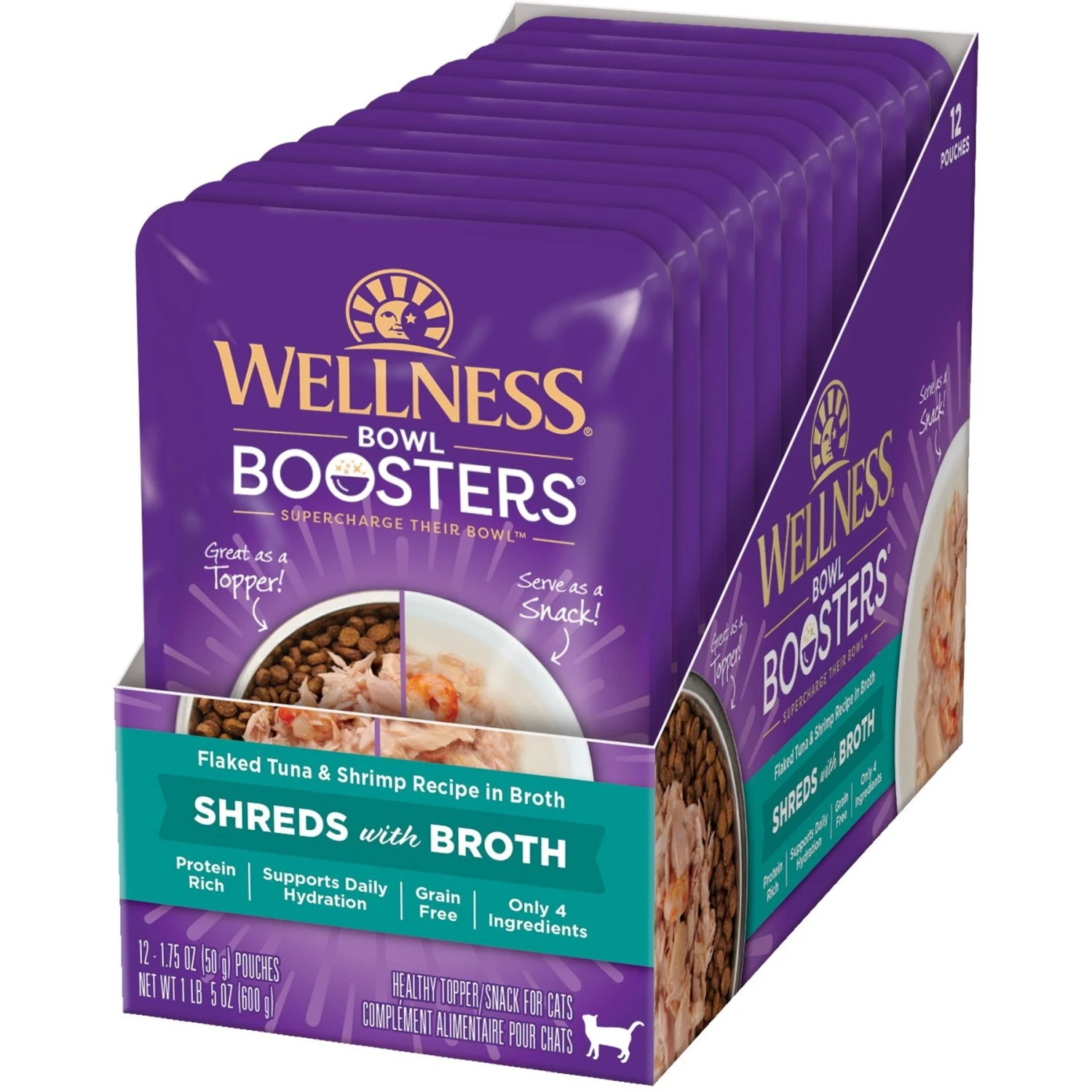 Wellness Bowl Boosters Flaked Tuna & Shrimp Wet Cat Topper 3 Wellness Bowl Boosters Flaked Tuna & Shrimp Wet Cat Topper