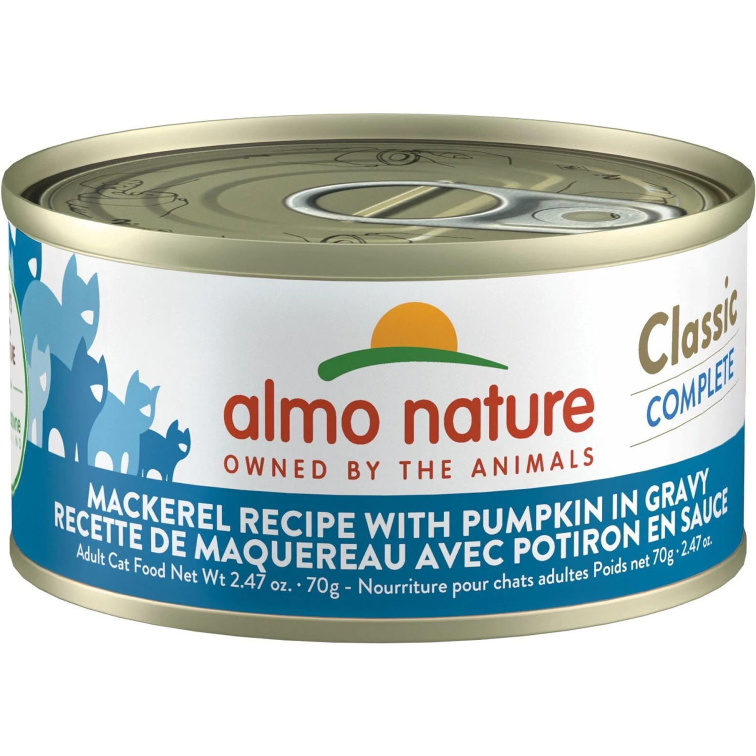 Almo Nature Classic Complete Premium Mackerel Recipe With Pumpkin In Gravy Grain-Free Wet Cat Food, 2.47-oz Can, Case Of 12 3 Almo Nature Classic Complete Premium Mackerel Recipe With Pumpkin In Gravy Grain-Free Wet Cat Food, 2.47-oz Can, Case Of 12