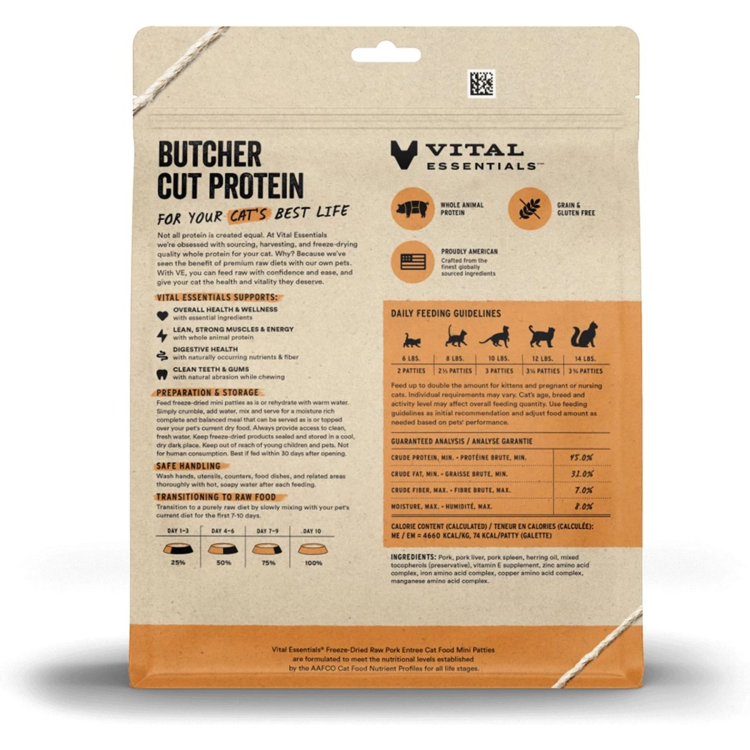 Vital Essentials Freeze-Dried Raw Pork Mini Patties Entree Cat Food 4 Vital Essentials Freeze-Dried Raw Pork Mini Patties Entree Cat Food - Image 2