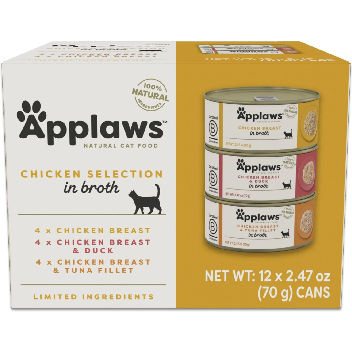 Applaws Chicken Pack In Broth Limited Ingredient Canned Wet Cat Food, 2.47-oz Can, Case Of 12 3 Applaws Chicken Pack In Broth Limited Ingredient Canned Wet Cat Food, 2.47-oz Can, Case Of 12