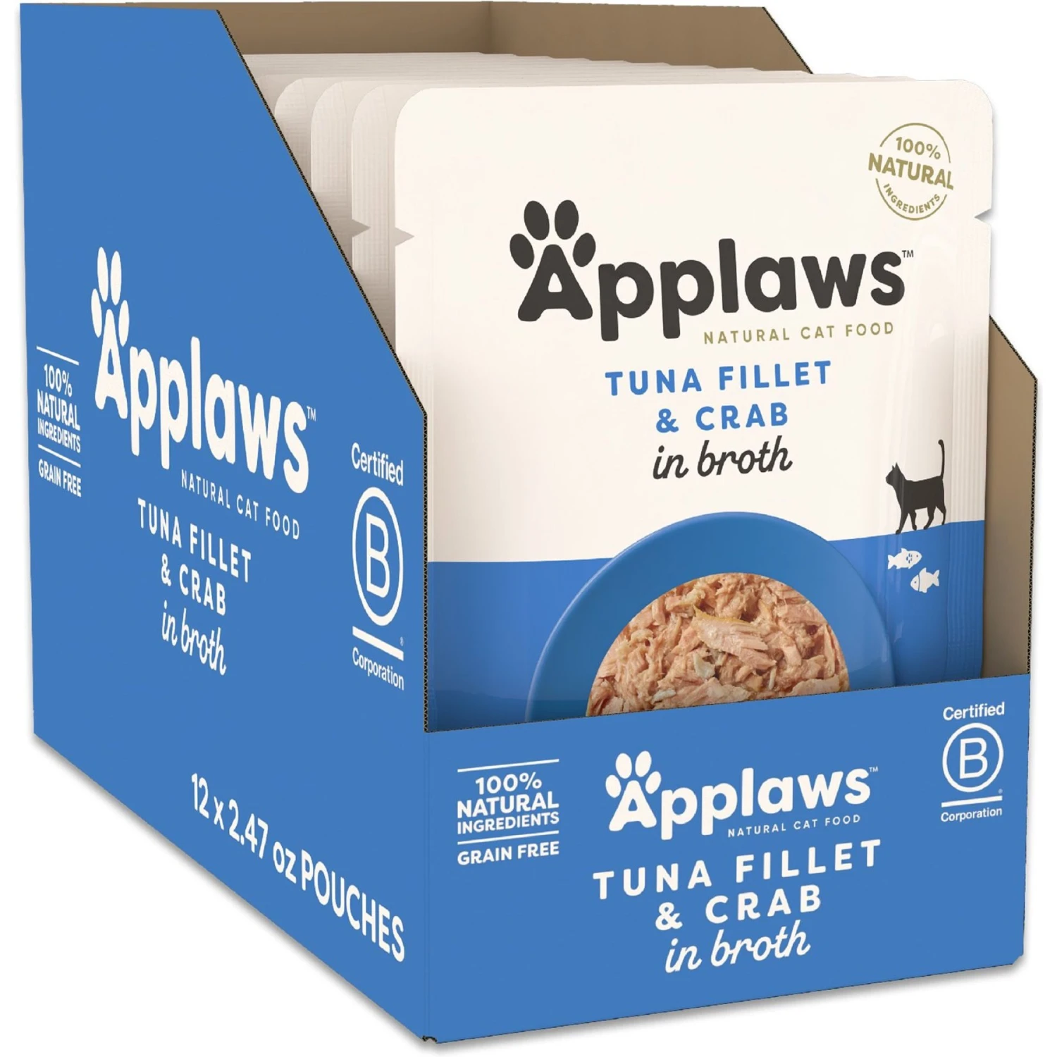 Applaws Tuna With Crab Broth Limited Ingredient Wet Cat Food, 2.47-oz Pouch, Case Of 12 3 Applaws Tuna With Crab Broth Limited Ingredient Wet Cat Food, 2.47-oz Pouch, Case Of 12