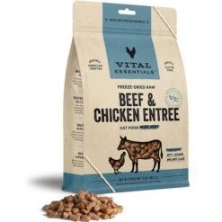 Vital Essentials Beef & Chicken Entree Cat Food Mini Nibs Grain-Free Freeze-Dried Raw Cat Food, 12-oz Bag
