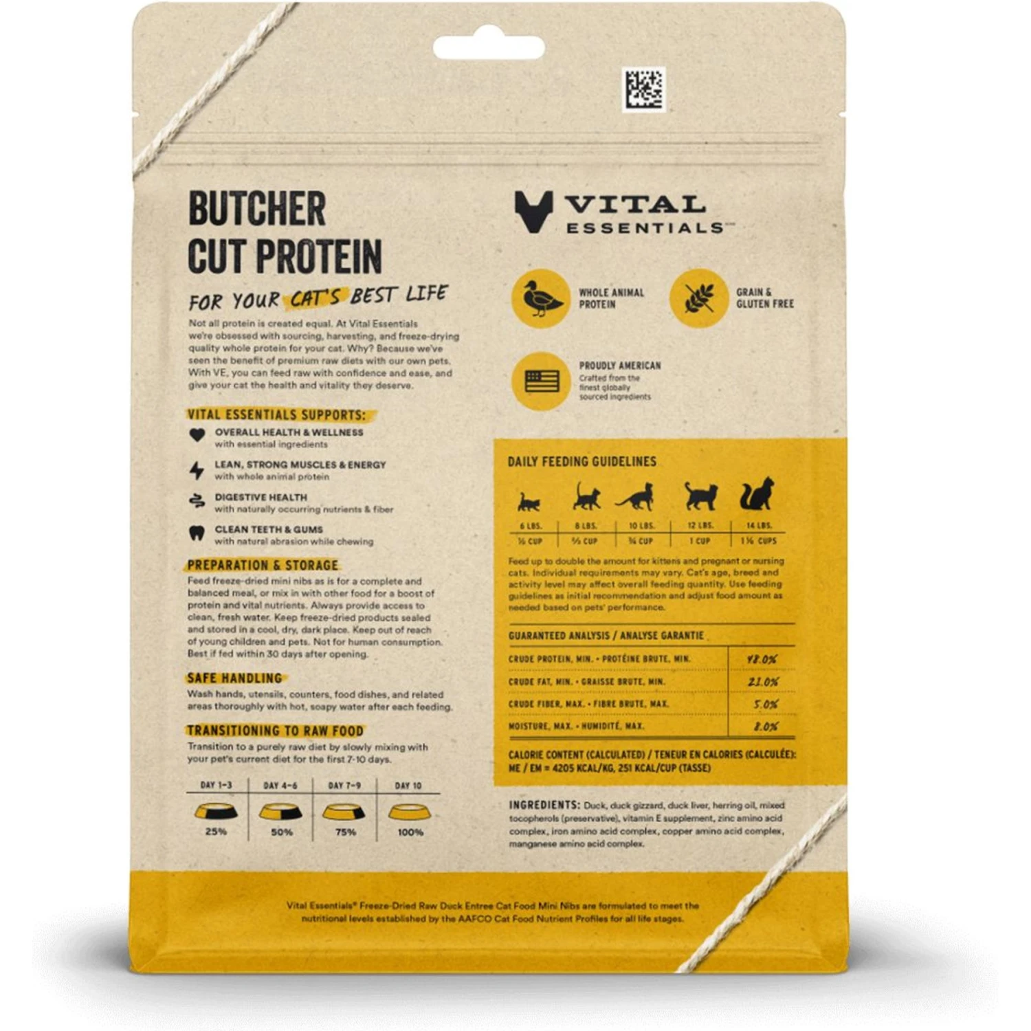 Vital Essentials Duck Entree Cat Food Mini Nibs Grain-Free Freeze-Dried Raw Cat Food, 8-oz Bag 4 Vital Essentials Duck Entree Cat Food Mini Nibs Grain-Free Freeze-Dried Raw Cat Food, 8-oz Bag - Image 2