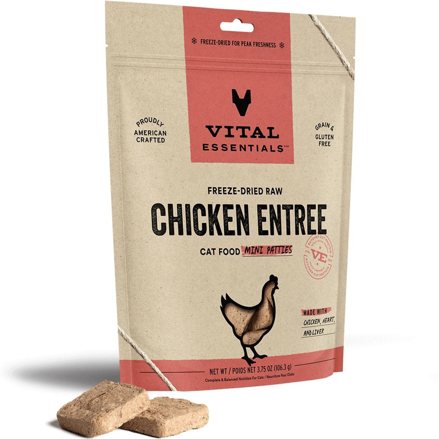 Vital Essentials Chicken Entree Cat Food Mini Patties Grain-Free Freeze-Dried Raw Cat Food, 3.75-oz Bag 3 Vital Essentials Chicken Entree Cat Food Mini Patties Grain-Free Freeze-Dried Raw Cat Food, 3.75-oz Bag