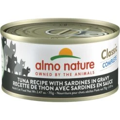 Almo Nature Classic Complete Premium Grain-Free Tuna Recipe With Sardines In Gravy Cat Food, 2.47-oz, Case Of 12