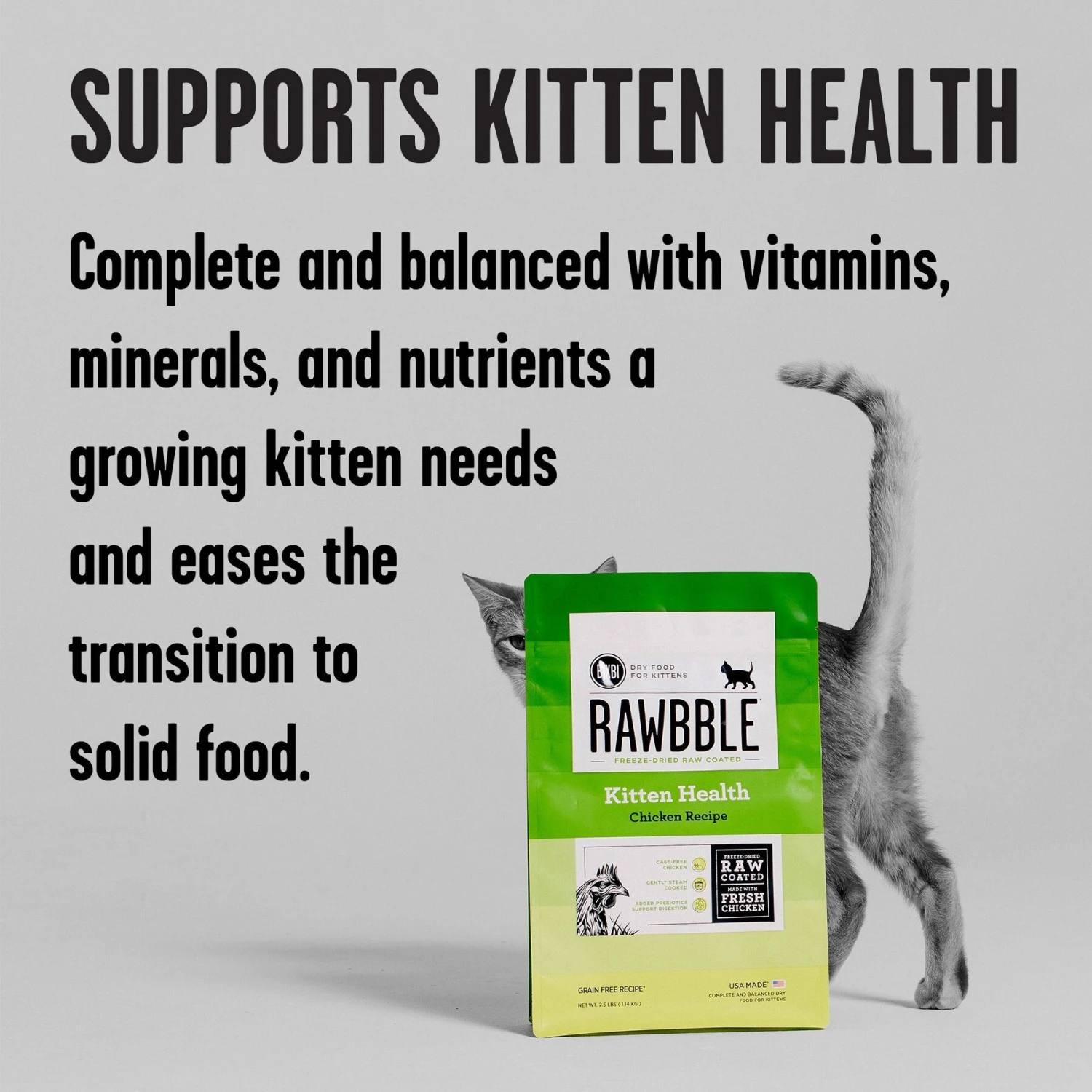 BIXBI Rawbble Dry Food Chicken Recipe For Kittens, 2.5-lb Bag 6 BIXBI Rawbble Dry Food Chicken Recipe For Kittens, 2.5-lb Bag - Image 4