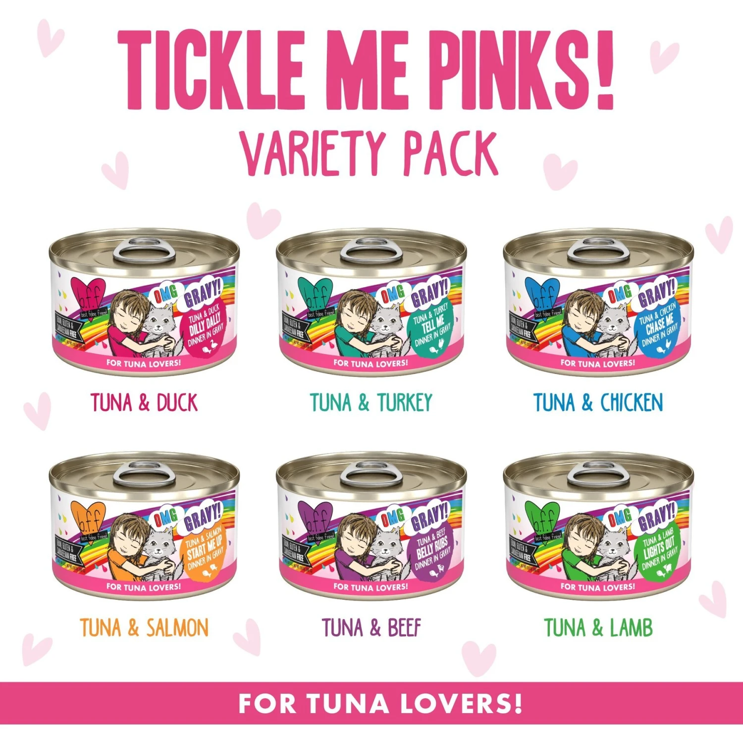 Weruva B.F.F. OMG Best Feline Friend Oh My Gravy! Tickle Me Pinks! Variety Pack Grain-Free Wet Cat Food, 2.8-oz Can, Case Of 12 5 Weruva B.F.F. OMG Best Feline Friend Oh My Gravy! Tickle Me Pinks! Variety Pack Grain-Free Wet Cat Food, 2.8-oz Can, Case Of 12 - Image 3