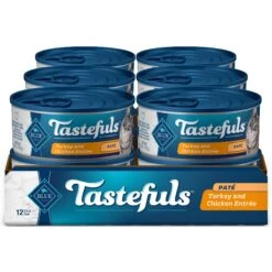 Blue Buffalo Tastefuls Natural Pate Turkey & Chicken Entree Wet Cat Food, 5.5-oz Can, Case Of 12