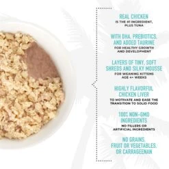 Tiki Cat Baby Chicken, Tuna, & Chicken Liver Mousse & Shreds Grain-Free Wet Cat Food, 1.9-oz Can, Case Of 3 -PurePet Bites Shop 883430 PT5. AC SS1800 V1690566631