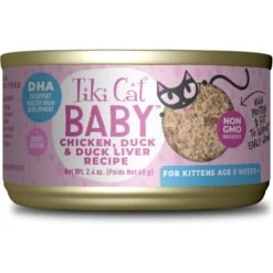 Tiki Cat Baby Chicken, Duck, & Duck Liver Shreds Grain-Free Wet Cat Food, 2.4-oz Can, Case Of 12