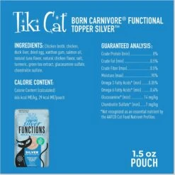 Tiki Cat Born Carnivore Silver Functional Cat Food Topper, 1.5-oz Pouch, Case Of 12 -PurePet Bites Shop 883670 PT2. AC SS1800 V1690570625