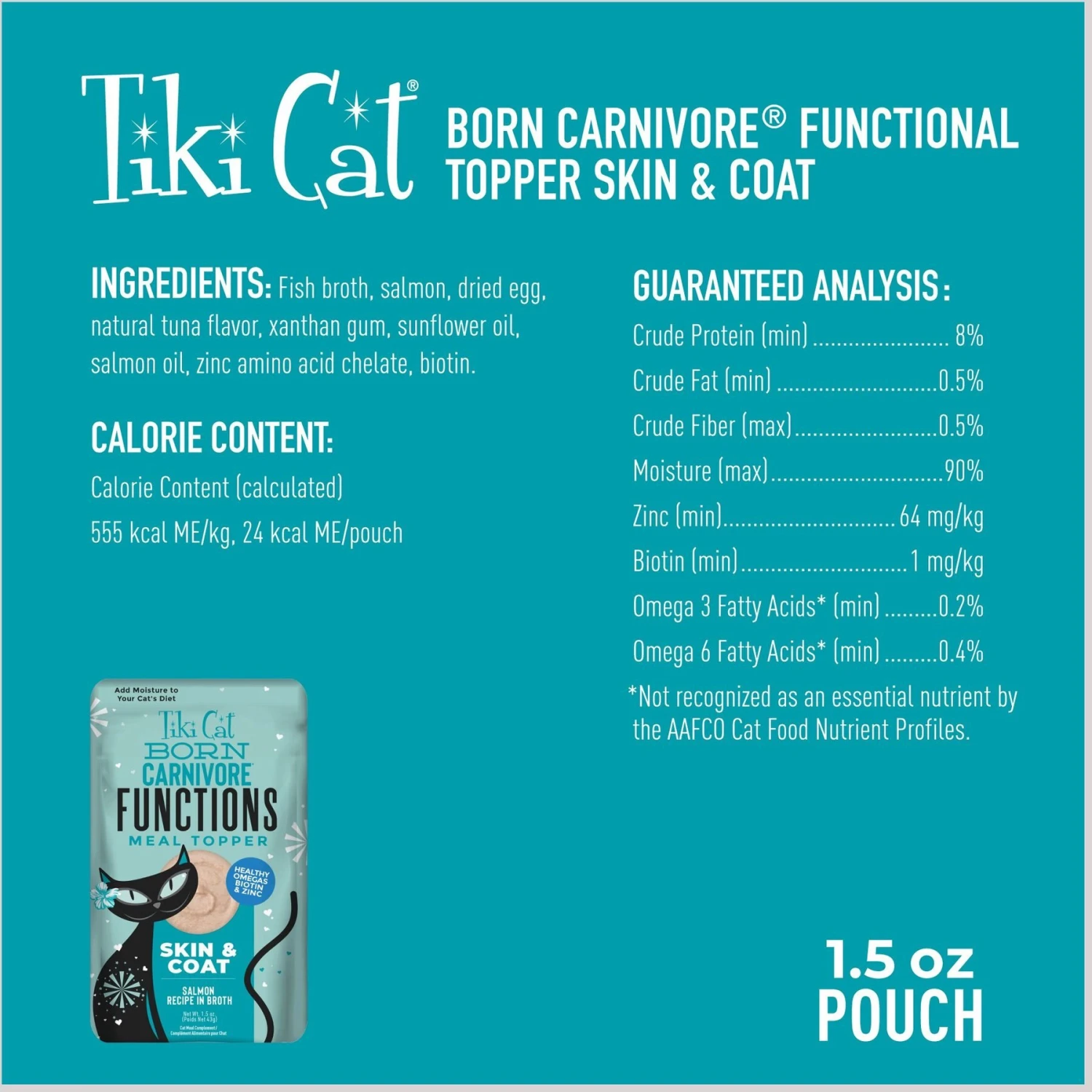 Tiki Cat Born Carnivore Skin & Coat Functional Cat Food Topper, 1.5-oz Pouch, Case Of 12 5 Tiki Cat Born Carnivore Skin & Coat Functional Cat Food Topper, 1.5-oz Pouch, Case Of 12 - Image 3