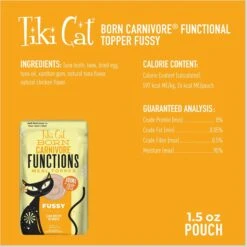 Tiki Cat Born Carnivore Fussy Functional Cat Food Topper, 1.5-oz Pouch, Case Of 12 -PurePet Bites Shop 883750 PT2. AC SS1800 V1690570616