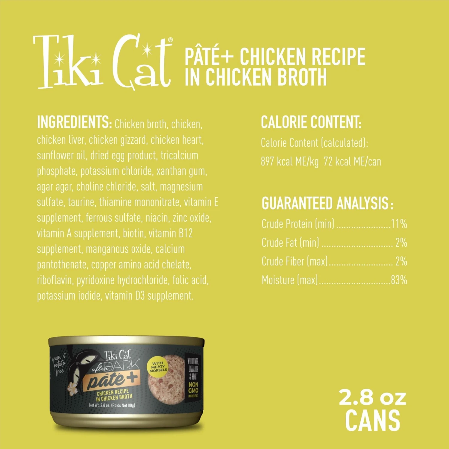 Tiki Cat After Dark Pate+ Chicken Grain-Free Wet Cat Food 5 Tiki Cat After Dark Pate+ Chicken Grain-Free Wet Cat Food - Image 3