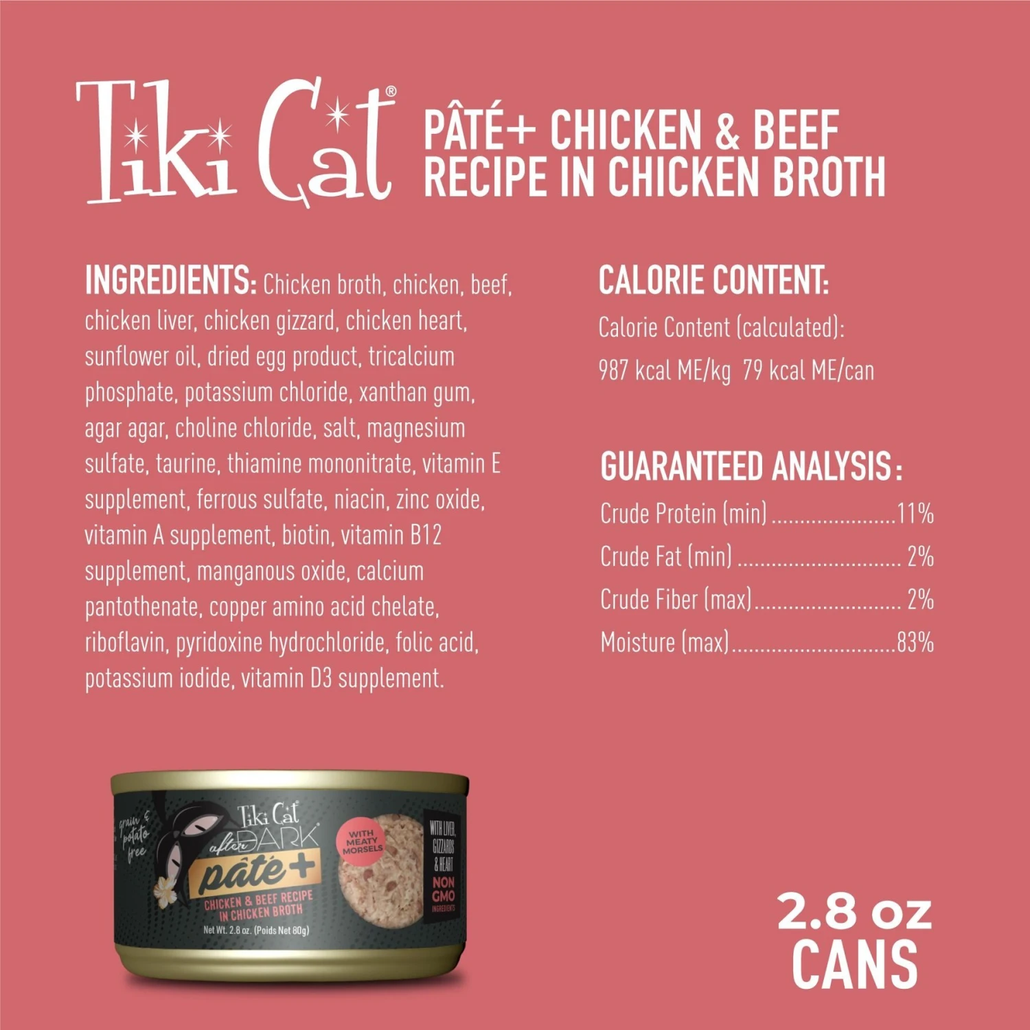 Tiki Cat After Dark Pate+ Chicken & Beef Grain-Free Wet Cat Food 5 Tiki Cat After Dark Pate+ Chicken & Beef Grain-Free Wet Cat Food - Image 3
