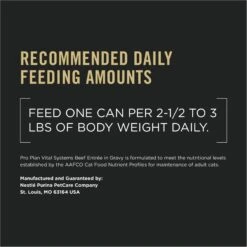 Purina Pro Plan Vital Systems Beef Entree In Wet Cat Food Gravy, 3-oz Can, Case Of 24 -PurePet Bites Shop 886070 PT7. AC SS1800 V1688579759