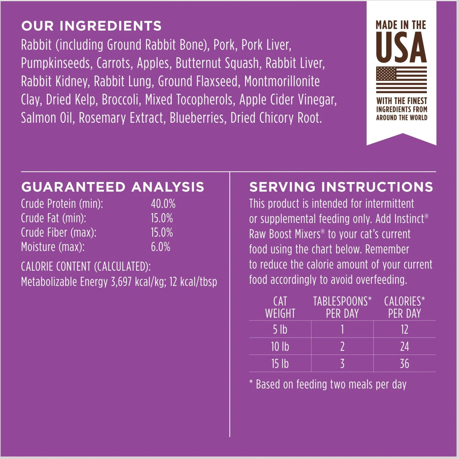 Instinct Raw Boost Mixers Rabbit Recipe Grain-Free Freeze-Dried Cat Food Topper 9 Instinct Raw Boost Mixers Rabbit Recipe Grain-Free Freeze-Dried Cat Food Topper - Image 7