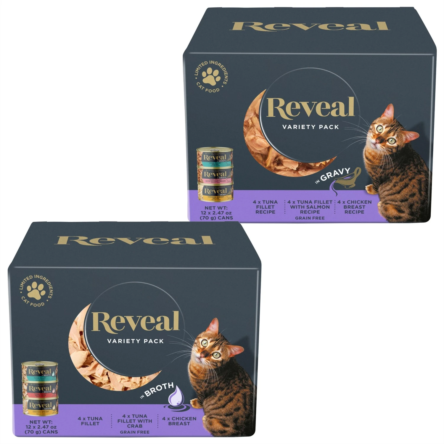 Reveal Natural Grain-Free Variety Of Fish & Chicken In Gravy Flavored Wet Cat Food & Reveal Natural Grain-Free Variety Fish & Chicken In Broth Flavored Wet Cat Food 3 Reveal Natural Grain-Free Variety Of Fish & Chicken In Gravy Flavored Wet Cat Food & Reveal Natural Grain-Free Variety Fish & Chicken In Broth Flavored Wet Cat Food