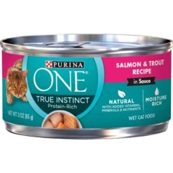 Purina ONE True Instinct Salmon & Trout Recipe In Sauce Natural High Protein Canned Cat Food