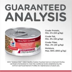 Hill's Science Diet Adult Healthy Cuisine Poached Salmon & Spinach Medley Canned Cat Food -PurePet Bites Shop 94020 PT6. AC SS1800 V1598145058