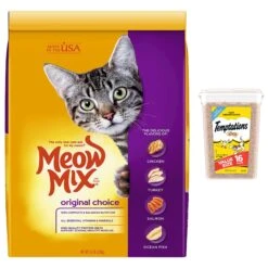 Meow Mix Original Choice Dry Cat Food & Temptations Classic Tasty Chicken Flavor Soft & Crunchy Cat Treats