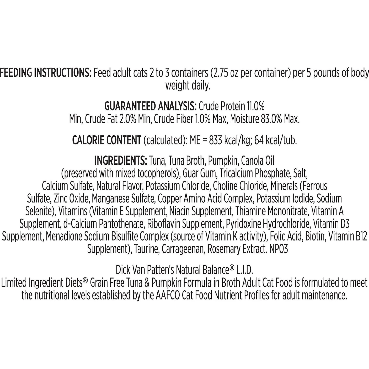 Natural Balance L.I.D. Limited Ingredient Diets Tuna & Pumpkin Formula Flaked Grain-Free Wet Cat Food 6 Natural Balance L.I.D. Limited Ingredient Diets Tuna & Pumpkin Formula Flaked Grain-Free Wet Cat Food - Image 4