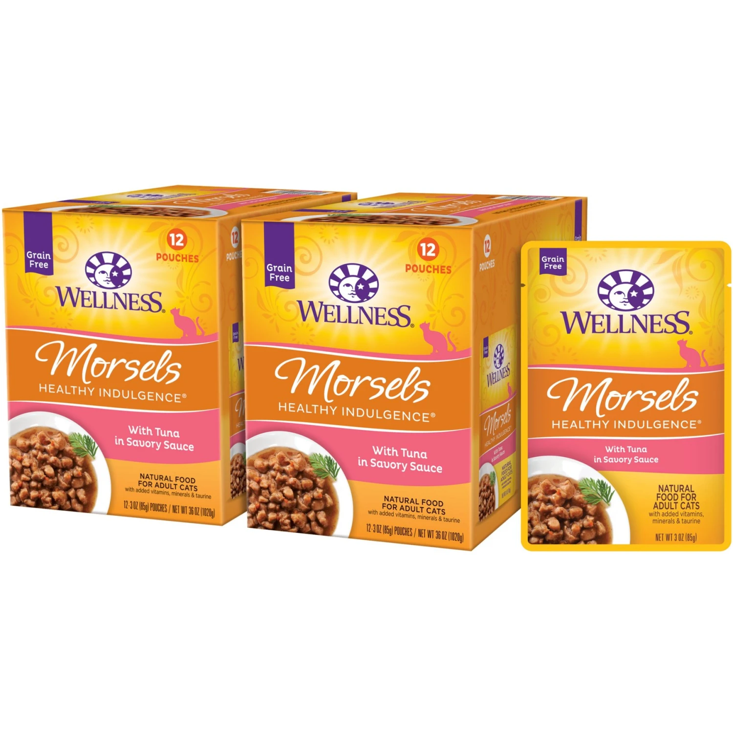 Wellness Healthy Indulgence Morsels With Tuna In Savory Sauce Grain-Free Wet Cat Food Pouches 3 Wellness Healthy Indulgence Morsels With Tuna In Savory Sauce Grain-Free Wet Cat Food Pouches