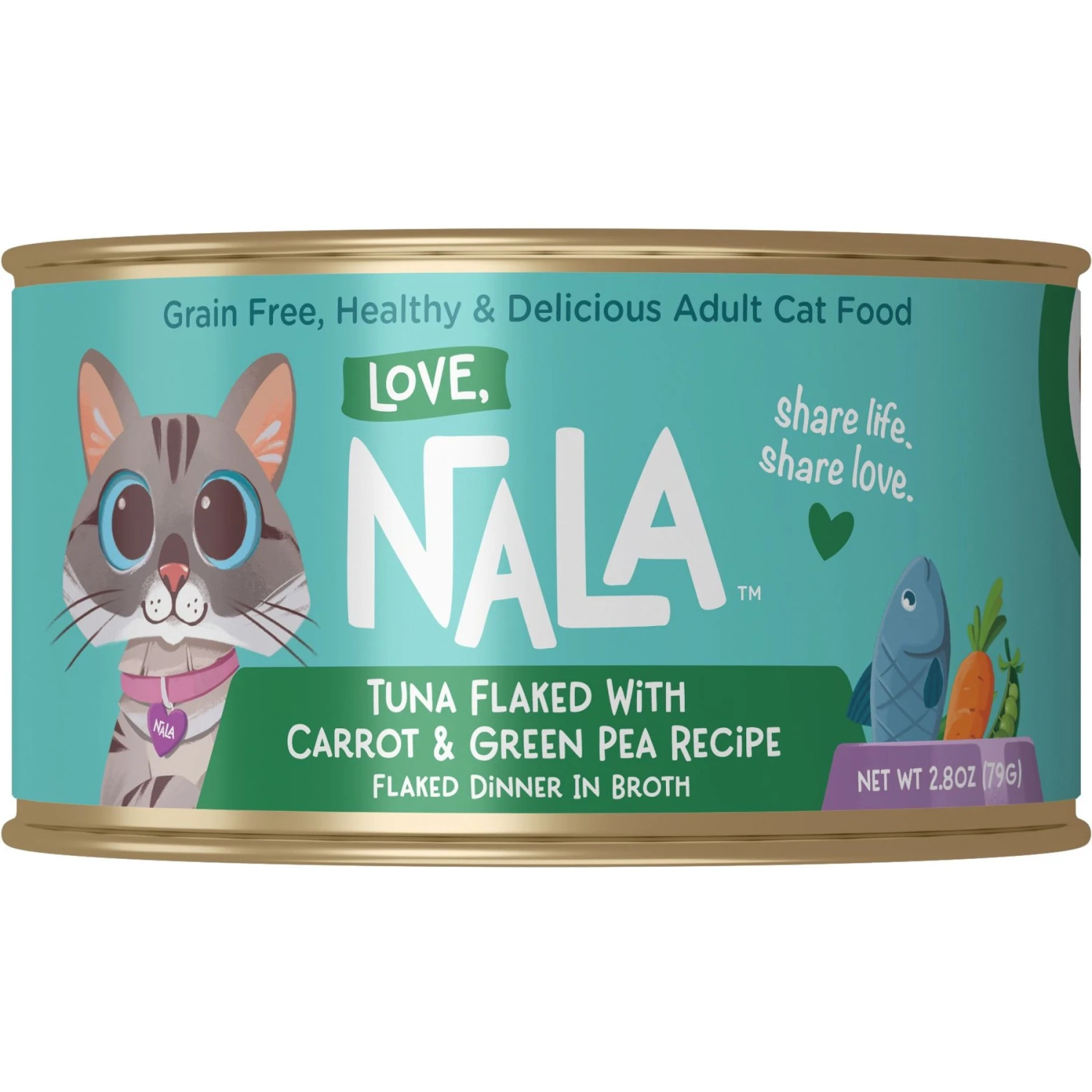 Love, Nala Tuna Flaked With Carrot & Green Pea Recipe In Broth Adult Grain-Free Wet Cat Food, 2.8-oz Can, Case Of 12 3 Love, Nala Tuna Flaked With Carrot & Green Pea Recipe In Broth Adult Grain-Free Wet Cat Food, 2.8-oz Can, Case Of 12