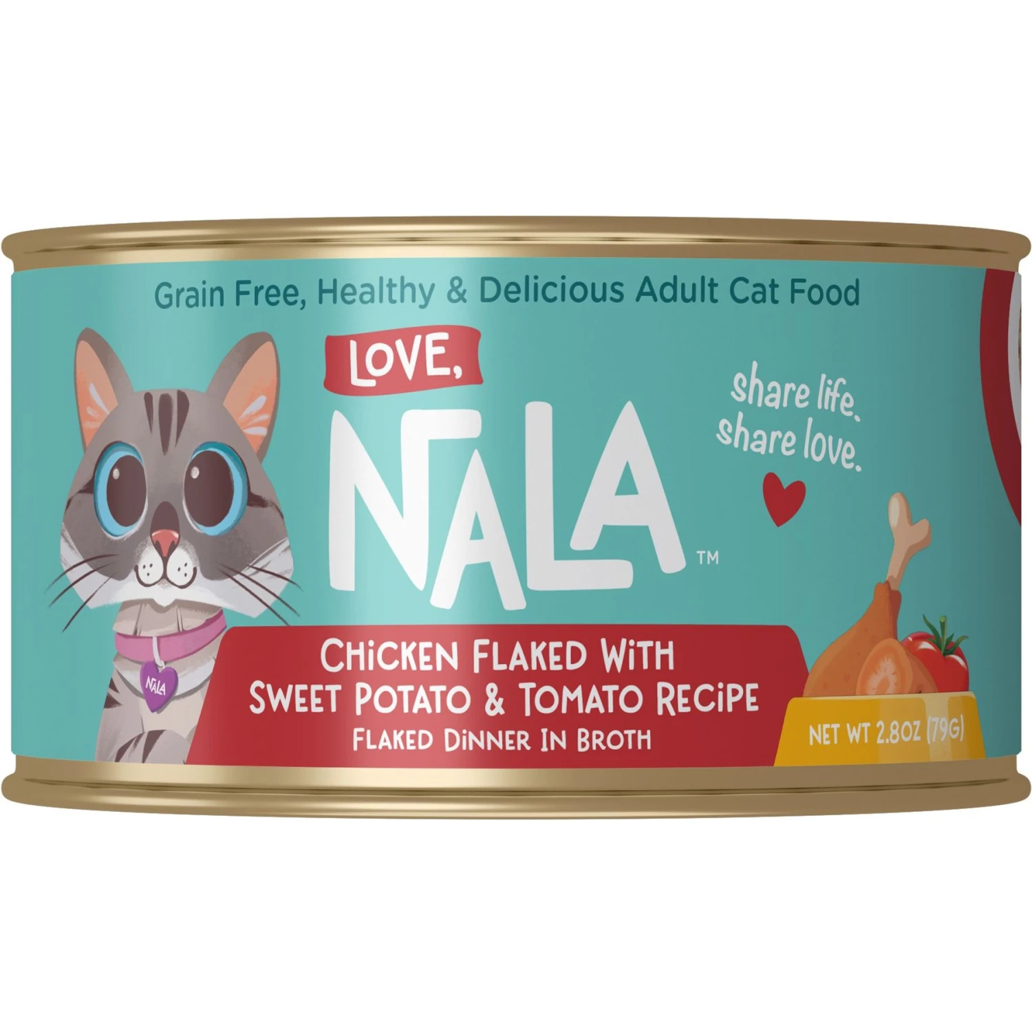 Love, Nala Chicken Flaked With Sweet Potato & Tomato Recipe In Broth Adult Grain-Free Wet Cat Food, 2.8-oz Can, Case Of 12 3 Love, Nala Chicken Flaked With Sweet Potato & Tomato Recipe In Broth Adult Grain-Free Wet Cat Food, 2.8-oz Can, Case Of 12