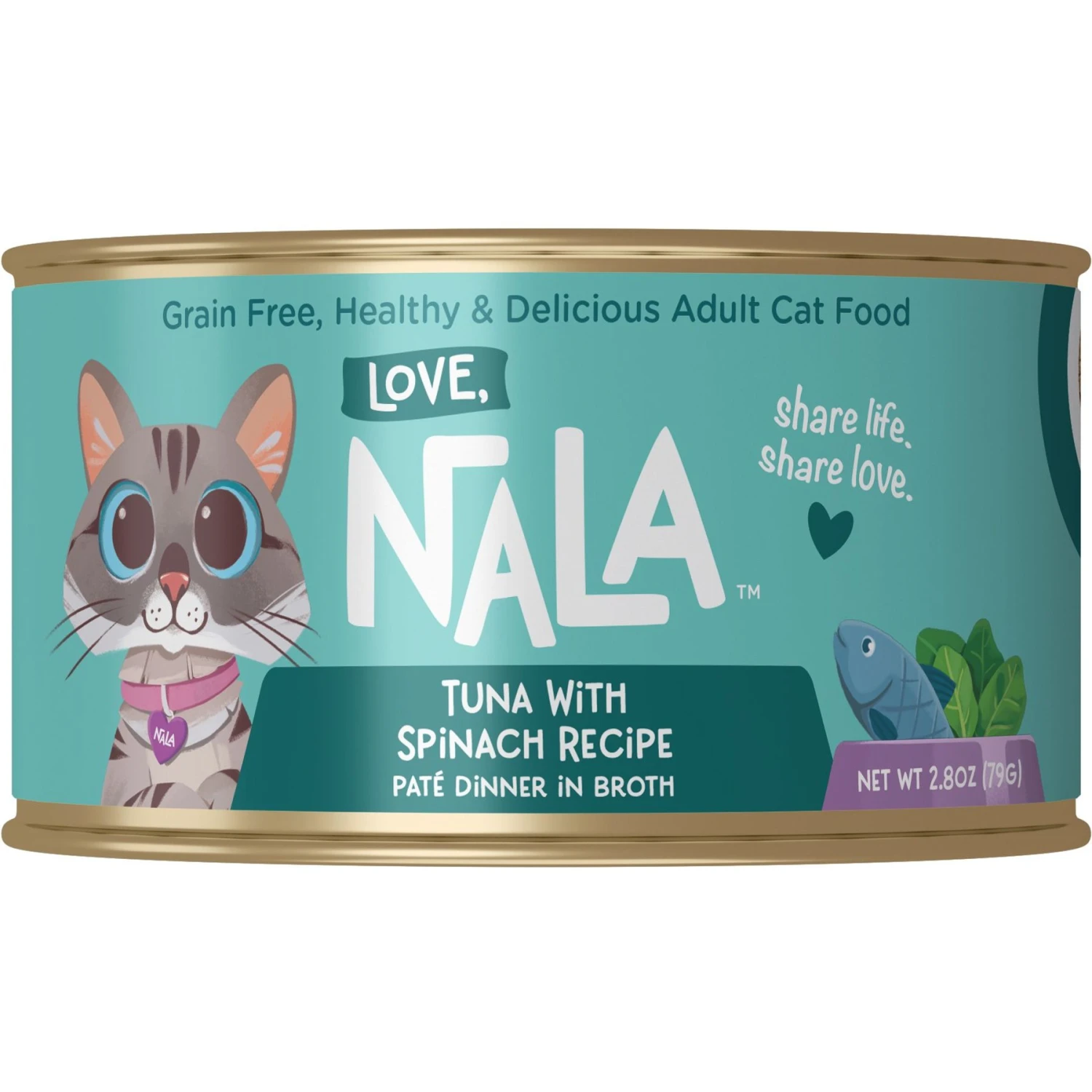 Love, Nala Tuna Pate With Spinach Recipe In Broth Adult Grain-Free Wet Cat Food, 2.8-oz Can, Case Of 12 3 Love, Nala Tuna Pate With Spinach Recipe In Broth Adult Grain-Free Wet Cat Food, 2.8-oz Can, Case Of 12