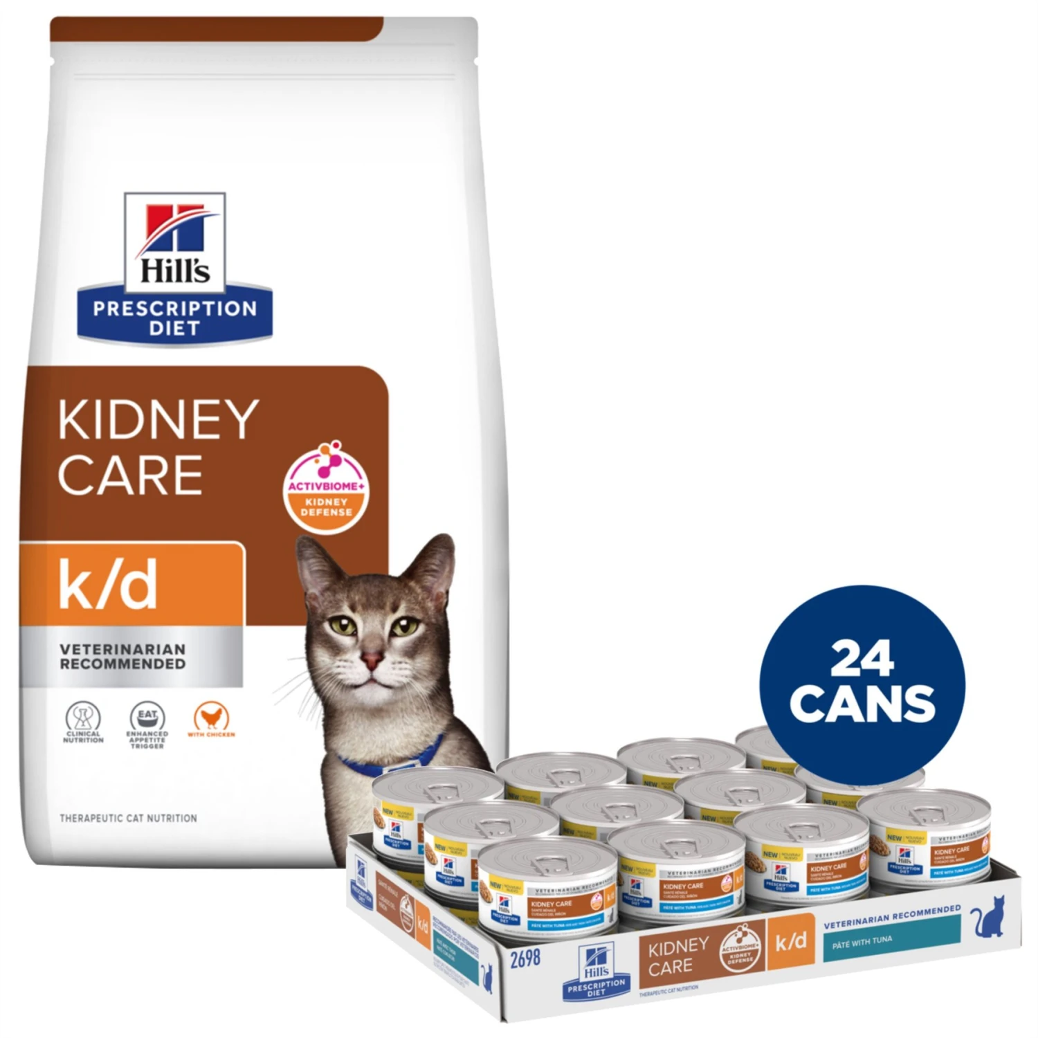 Hill's Prescription Diet K/d Kidney Care With Chicken Dry Cat Food & Hill's Prescription Diet K/d Kidney Care Pate With Tuna Wet Cat Food 3 Hill's Prescription Diet K/d Kidney Care With Chicken Dry Cat Food & Hill's Prescription Diet K/d Kidney Care Pate With Tuna Wet Cat Food