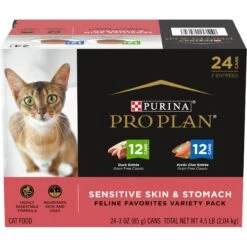 Purina Pro Plan Adult Sensitive Skin & Stomach Lamb & Rice Formula Dry Cat Food & Purina Pro Plan Focus Sensitive Skin & Stomach Duck & Arctic Char Variety Pack Canned Cat Food, 3-oz Can, Case Of 24 -PurePet Bites Shop 986510 PT5. AC SS1800 V1698672720